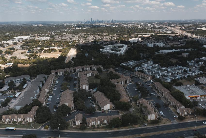 A large apartment complex south of the downtown skyline in Austin on Wednesday, October 2, 2024.